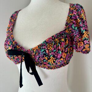 🍋 For Love & Lemons Floral Cropped Bra Top Blouse XS